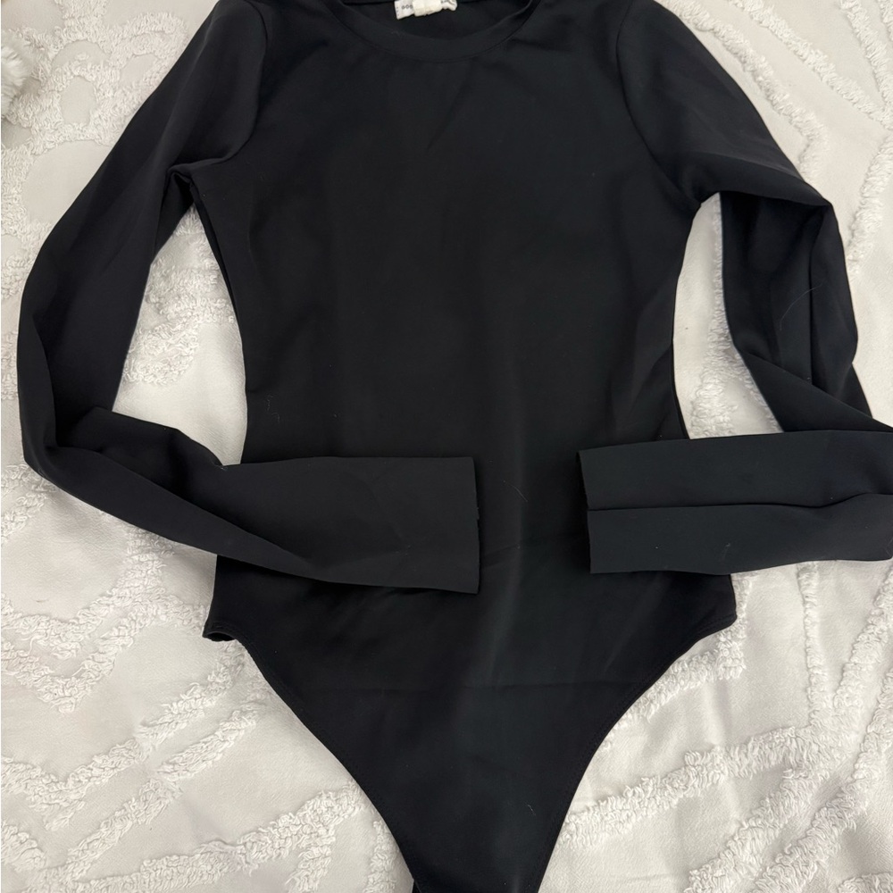 Good American Black Long-Sleeve Bodysuit